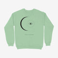 Oztra Nocturne mint sweatshirt, front view showing the Nocturne print