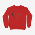 Oztra Nocturne red sweatshirt, front view showing the Nocturne print