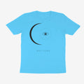 Oztra Nocturne aqua blue tee, front view showing the Nocturne print