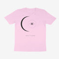 Oztra Nocturne baby pink tee, front view showing the Nocturne print