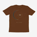 Oztra Nocturne coffee brown tee, front view showing the Nocturne print