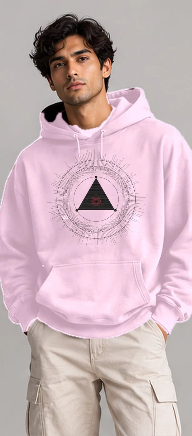 Model wearing the Oztra The Oracle hoodie in baby pink