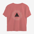 Oztra The Oracle dusty rose oversized tee, front view showing the The Oracle print