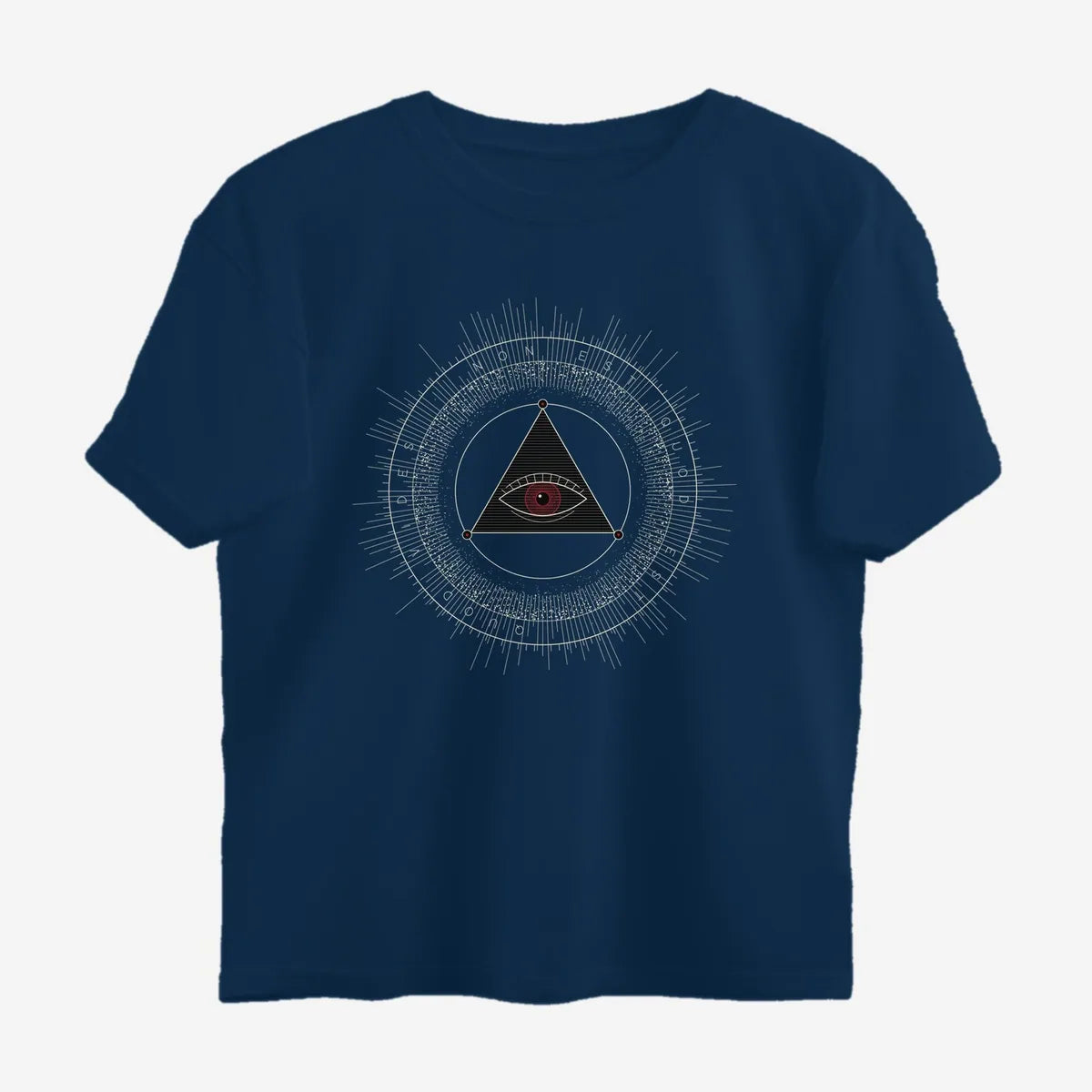 Oztra The Oracle navy oversized tee, front view showing the The Oracle print