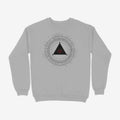 Oztra The Oracle grey melange sweatshirt, front view showing the The Oracle print