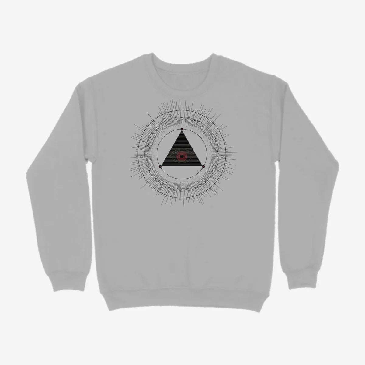 Oztra The Oracle grey melange sweatshirt, front view showing the The Oracle print