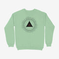 Oztra The Oracle mint sweatshirt, front view showing the The Oracle print