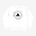 Oztra The Oracle white sweatshirt, front view showing the The Oracle print