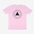 Oztra The Oracle baby pink tee, front view showing the The Oracle print