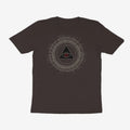 Oztra The Oracle charcoal tee, front view showing the The Oracle print