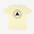 Oztra The Oracle cream tee, front view showing the The Oracle print