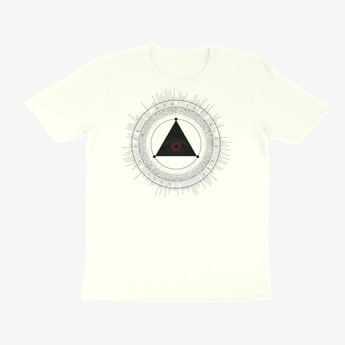 Oztra The Oracle off white tee, front view showing the The Oracle print