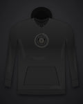 Oztra Ouroboros black hoodie, front view showing the Ouroboros print