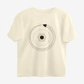 Oztra Ouroboros beige oversized tee, front view showing the Ouroboros print