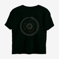 Oztra Ouroboros jet black oversized tee, front view showing the Ouroboros print