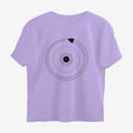 Oztra Ouroboros lavender oversized tee, front view showing the Ouroboros print