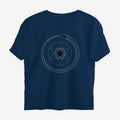 Oztra Ouroboros navy oversized tee, front view showing the Ouroboros print