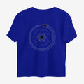 Oztra Ouroboros royal blue oversized tee, front view showing the Ouroboros print