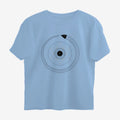 Oztra Ouroboros sky blue oversized tee, front view showing the Ouroboros print