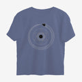Oztra Ouroboros steel blue oversized tee, front view showing the Ouroboros print