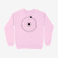 Oztra Ouroboros baby pink sweatshirt, front view showing the Ouroboros print