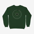 Oztra Ouroboros bottle green sweatshirt, front view showing the Ouroboros print