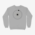Oztra Ouroboros grey melange sweatshirt, front view showing the Ouroboros print