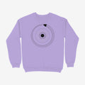 Oztra Ouroboros lavender sweatshirt, front view showing the Ouroboros print