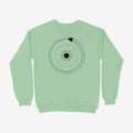 Oztra Ouroboros mint sweatshirt, front view showing the Ouroboros print