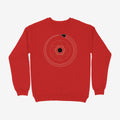 Oztra Ouroboros red sweatshirt, front view showing the Ouroboros print