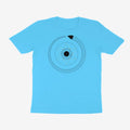 Oztra Ouroboros aqua blue tee, front view showing the Ouroboros print
