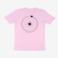 Oztra Ouroboros baby pink tee, front view showing the Ouroboros print