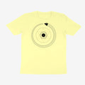 Oztra Ouroboros butter yellow tee, front view showing the Ouroboros print