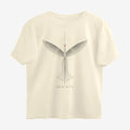 Oztra Rebirth beige oversized tee, front view showing the Rebirth print