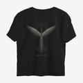 Oztra Rebirth black oversized tee, front view showing the Rebirth print