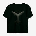 Oztra Rebirth jet black oversized tee, front view showing the Rebirth print