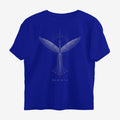 Oztra Rebirth royal blue oversized tee, front view showing the Rebirth print