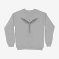 Oztra Rebirth grey melange sweatshirt, front view showing the Rebirth print