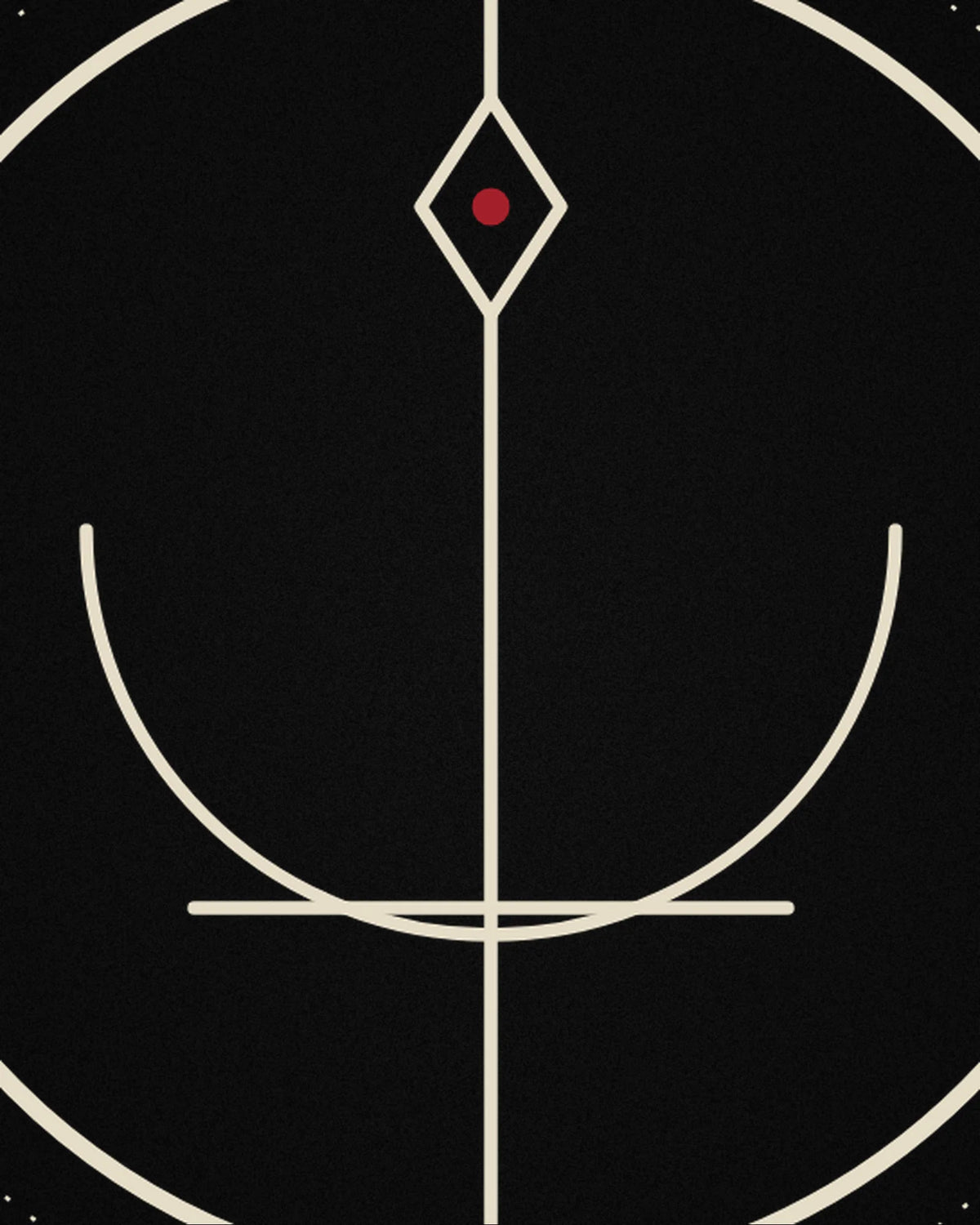 Close-up detail of the Oztra Sigil linework showing bone mark with a crimson point
