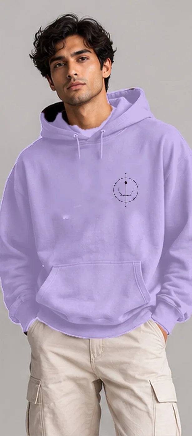 Model wearing the Oztra Sigil hoodie in lavender