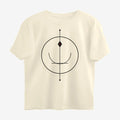 Oztra Sigil beige oversized tee, front view showing the Sigil print