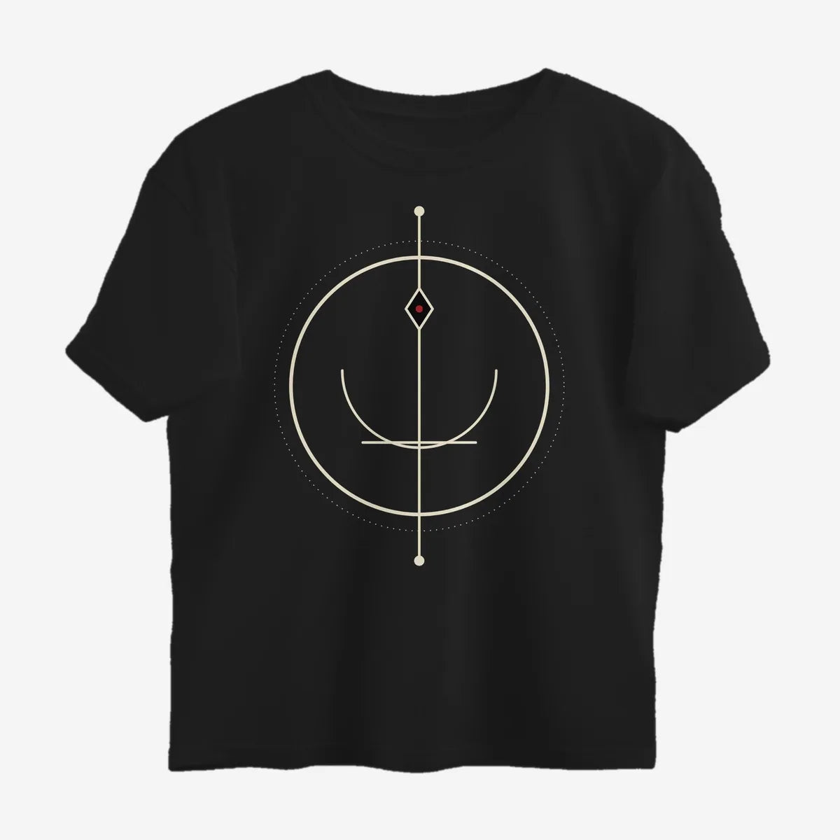 Oztra Sigil black oversized tee, front view showing the Sigil print