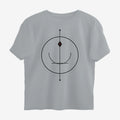 Oztra Sigil grey melange oversized tee, front view showing the Sigil print