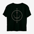 Oztra Sigil jet black oversized tee, front view showing the Sigil print