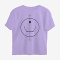 Oztra Sigil lavender oversized tee, front view showing the Sigil print
