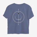 Oztra Sigil steel blue oversized tee, front view showing the Sigil print