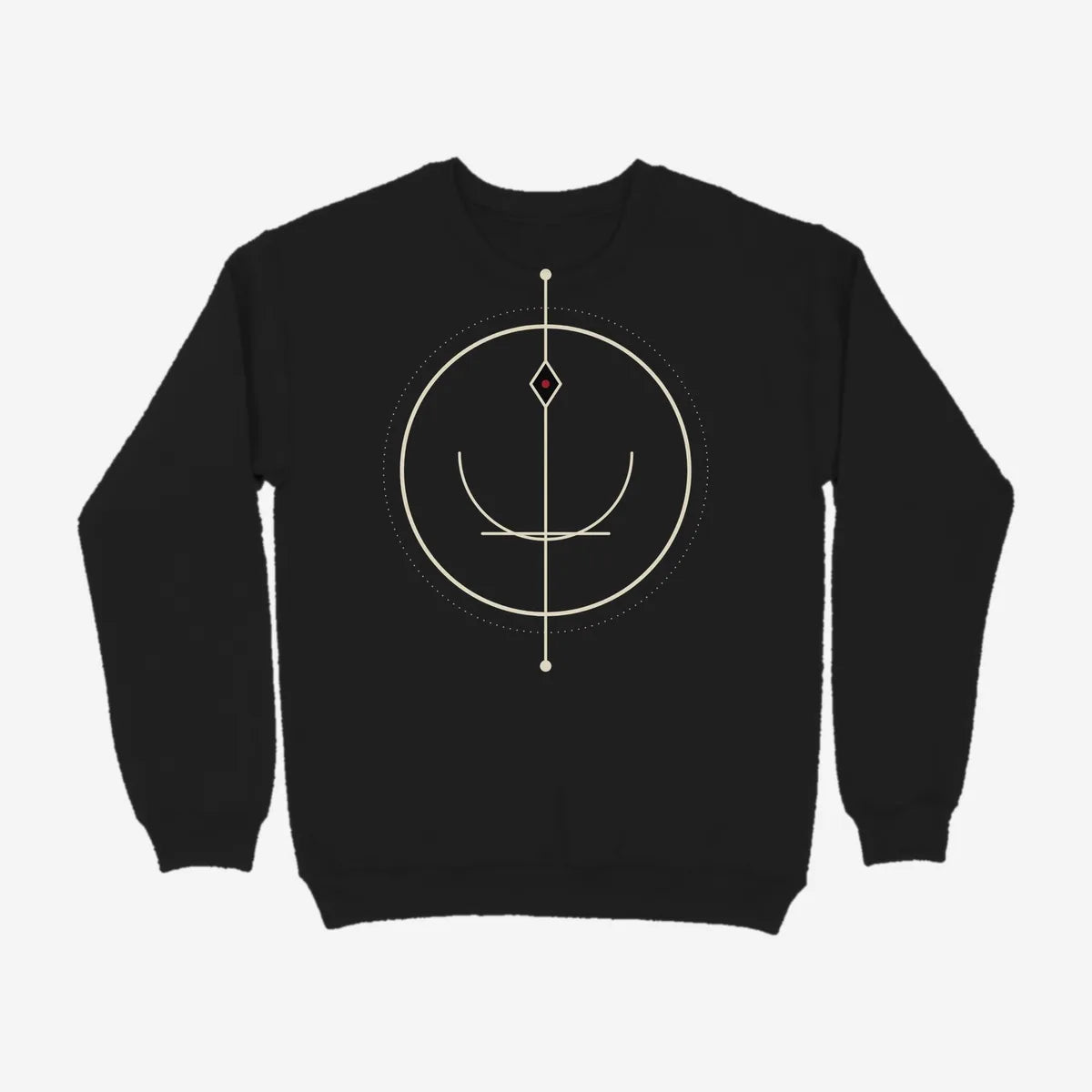 Oztra Sigil black sweatshirt, front view showing the Sigil print