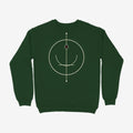 Oztra Sigil bottle green sweatshirt, front view showing the Sigil print