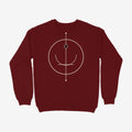 Oztra Sigil maroon sweatshirt, front view showing the Sigil print