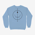 Oztra Sigil sky blue sweatshirt, front view showing the Sigil print